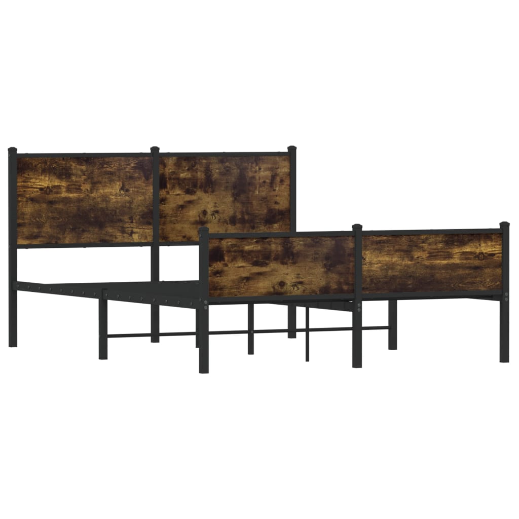 Sengeramme i metall uten madrass røkt eik 137x190 cm