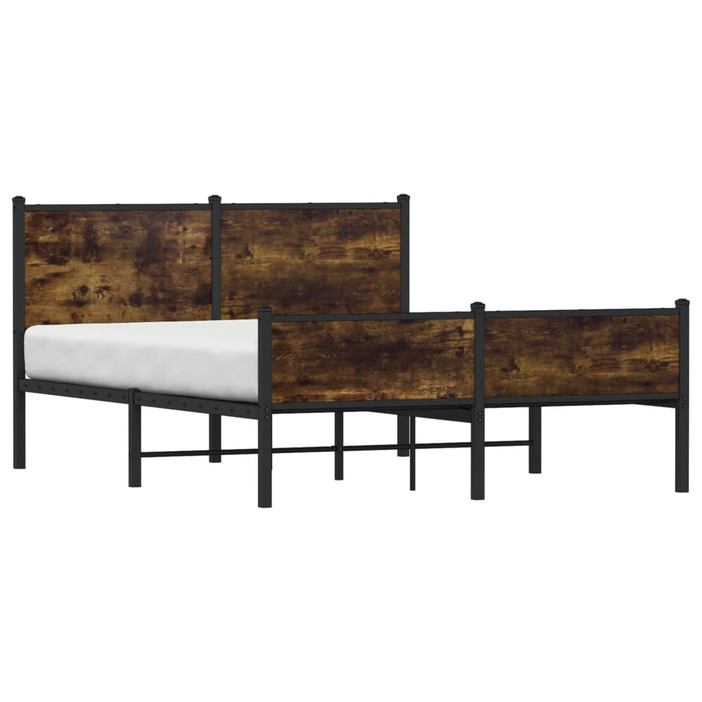 Sengeramme i metall uten madrass røkt eik 140x190 cm