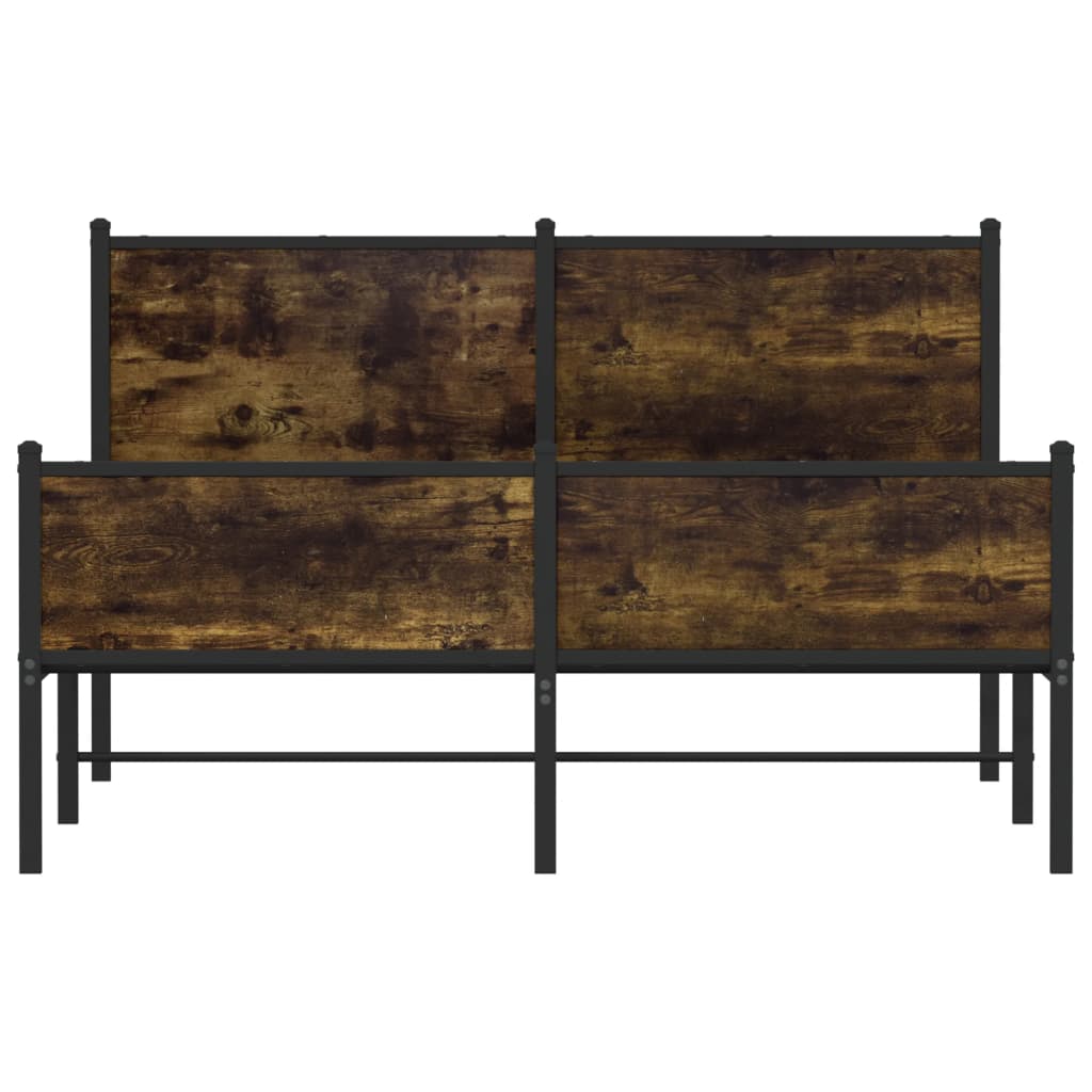 Sengeramme i metall uten madrass røkt eik 140x200 cm