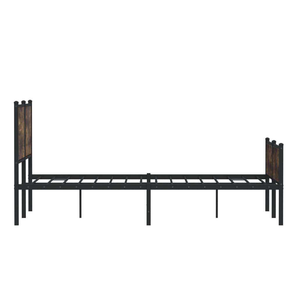 Sengeramme i metall uten madrass røkt eik 140x200 cm