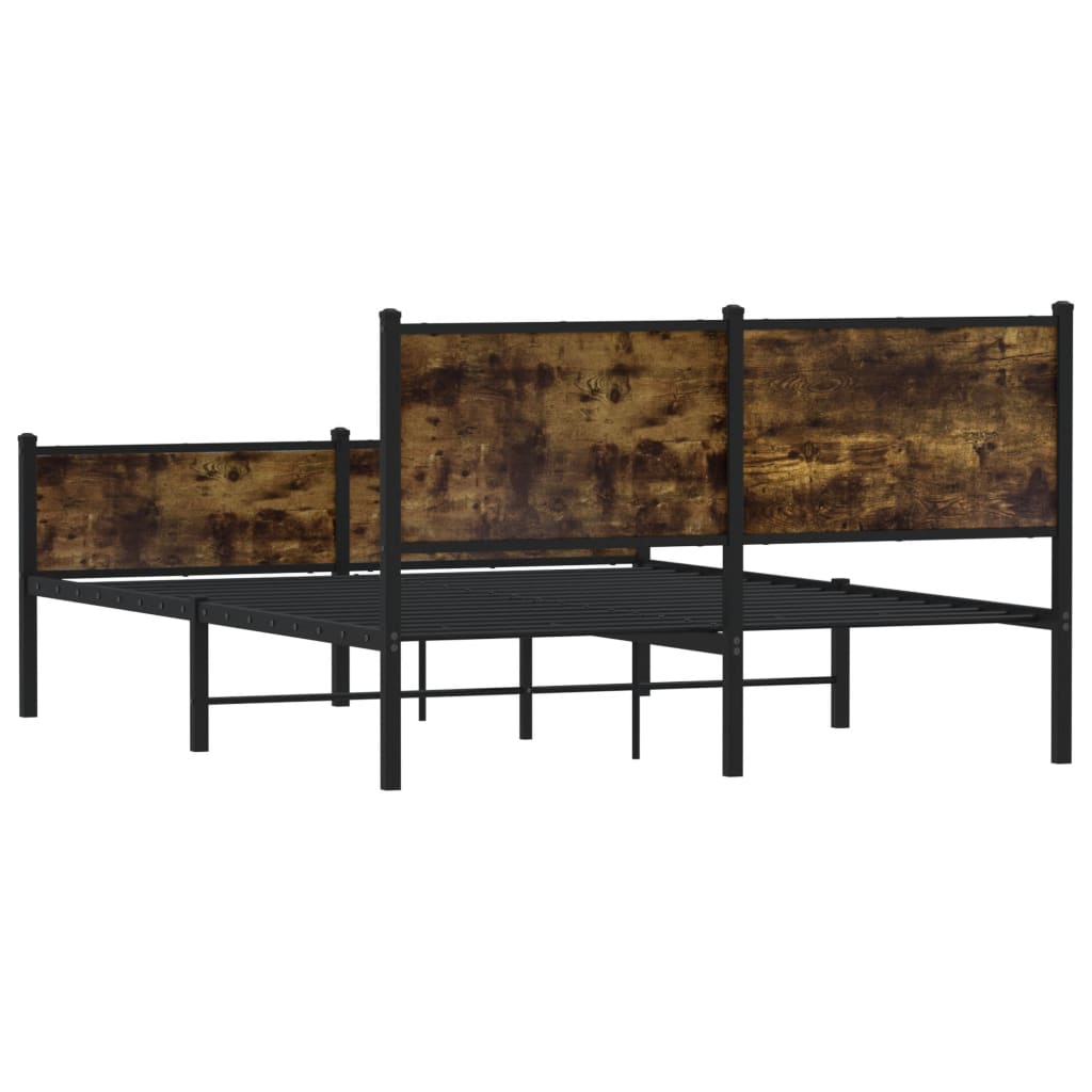 Sengeramme i metall uten madrass røkt eik 140x200 cm