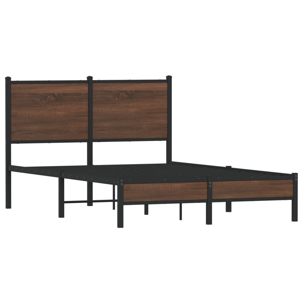 Sengeramme i metall uten madrass brun eik 120x190 cm