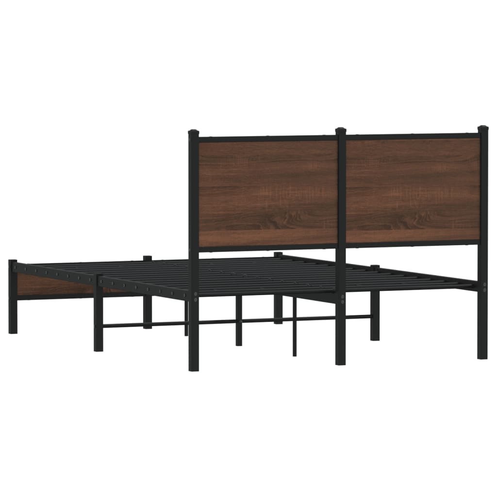 Sengeramme i metall uten madrass brun eik 120x190 cm