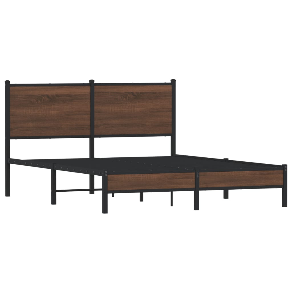 Sengeramme i metall uten madrass brun eik 137x190 cm
