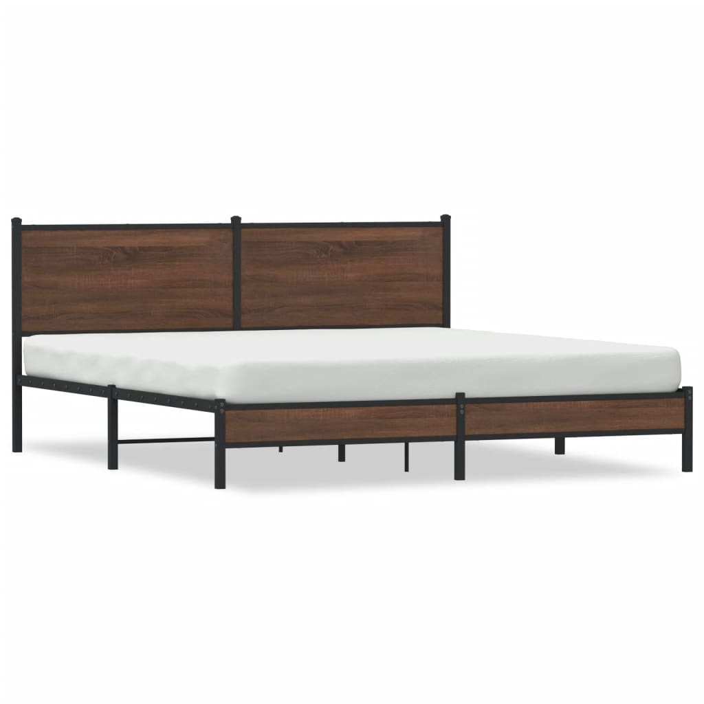 Sengeramme i metall uten madrass brun eik 160x200 cm