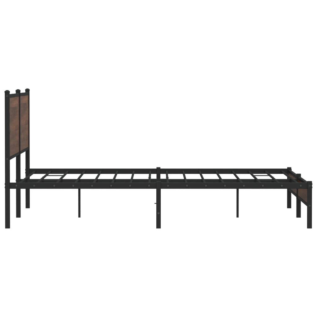 Sengeramme i metall uten madrass brun eik 160x200 cm