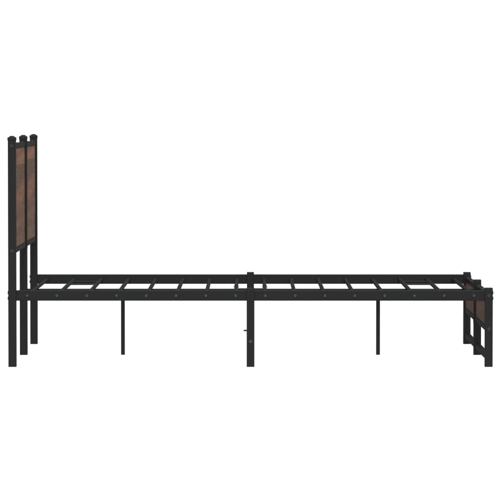Sengeramme i metall uten madrass brun eik 120x200 cm