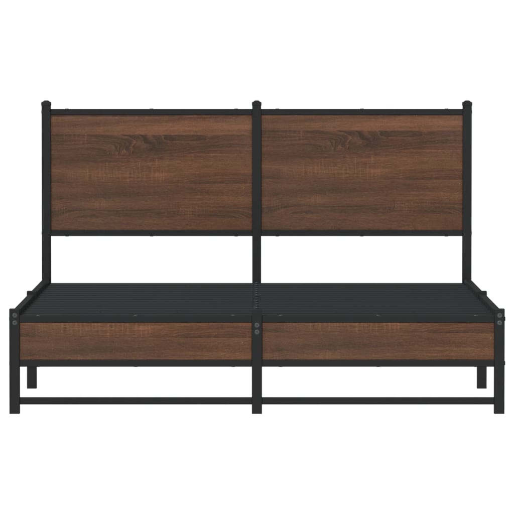 Sengeramme i metall uten madrass brun eik 137x190 cm