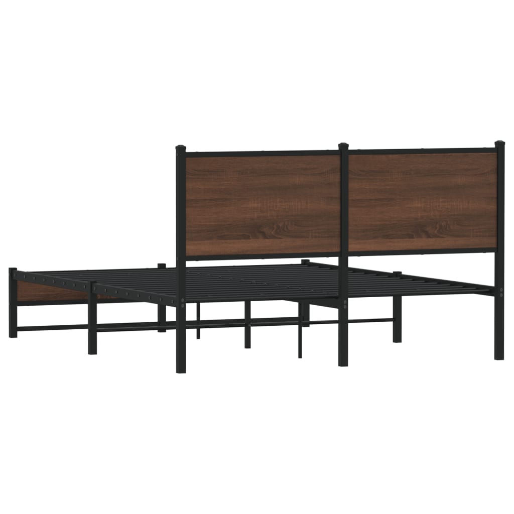 Sengeramme i metall uten madrass brun eik 137x190 cm