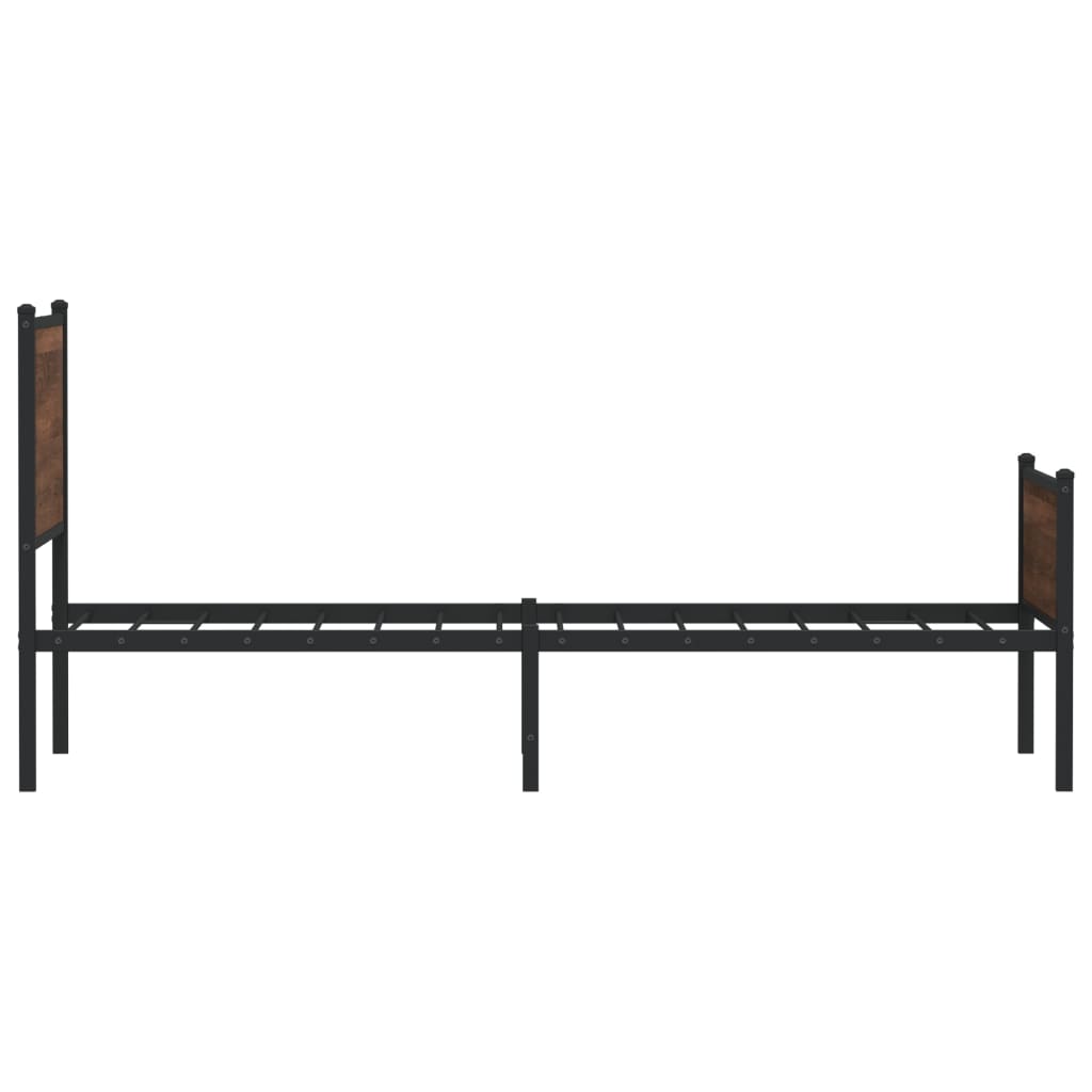 Sengeramme i metall uten madrass brun eik 90x200 cm