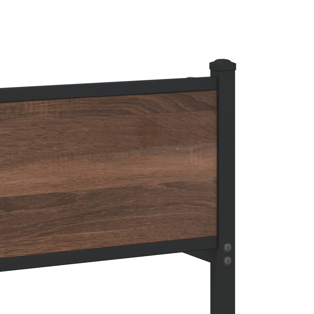 Sengeramme i metall uten madrass brun eik 100x190 cm