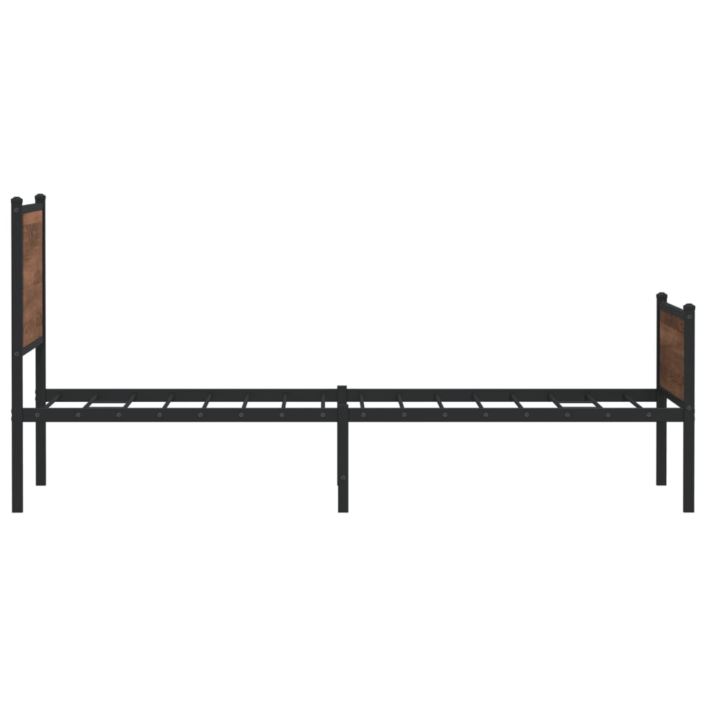 Sengeramme i metall uten madrass brun eik 100x200 cm