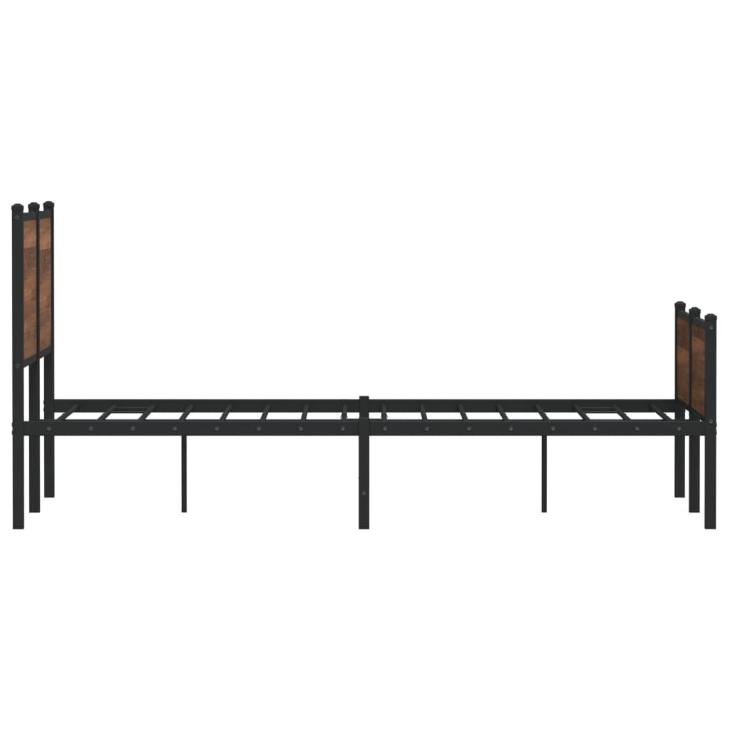 Sengeramme i metall uten madrass brun eik 120x190 cm