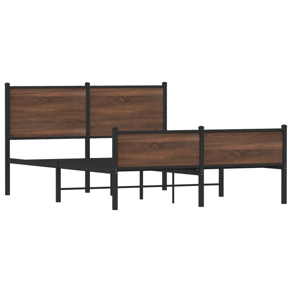Sengeramme i metall uten madrass brun eik 137x190 cm