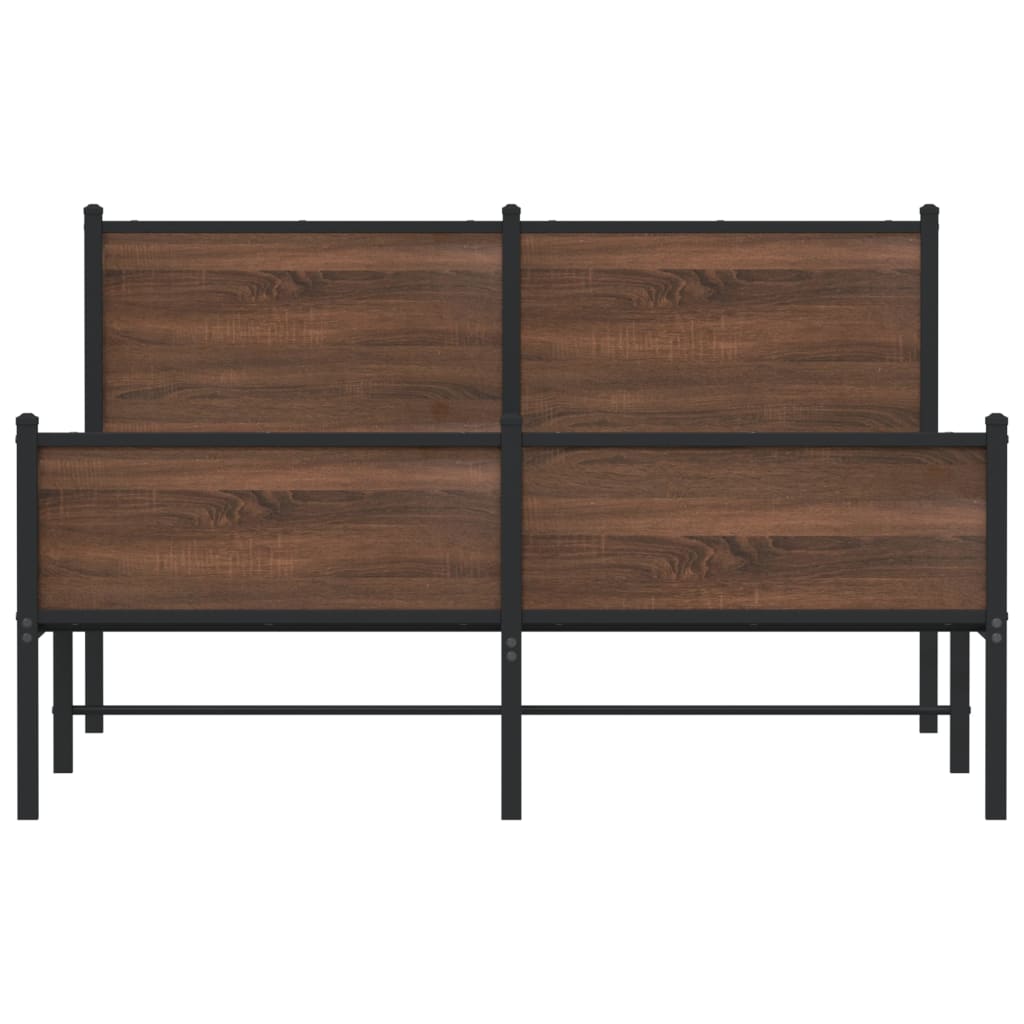 Sengeramme i metall uten madrass brun eik 137x190 cm