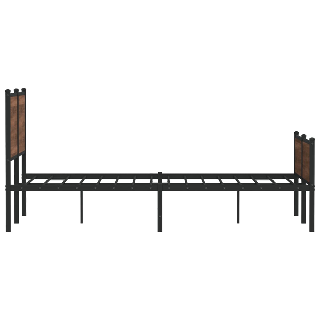 Sengeramme i metall uten madrass brun eik 140x190 cm