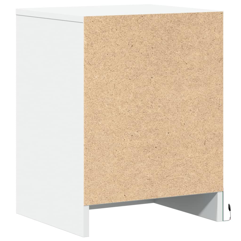 Nattbord med LED hvit konstruert tre