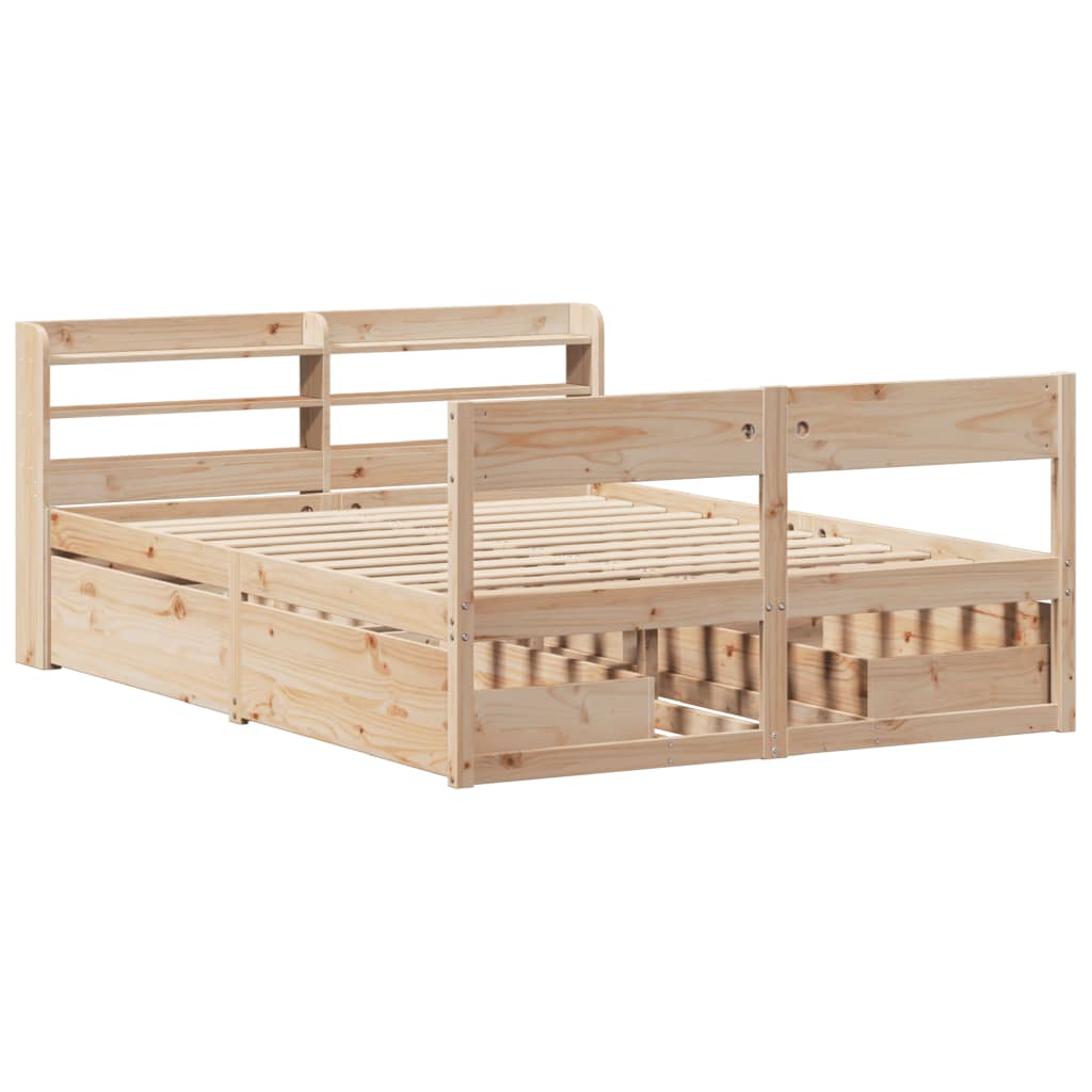Sengeramme uten madrass hvit 135x190 cm heltre furu