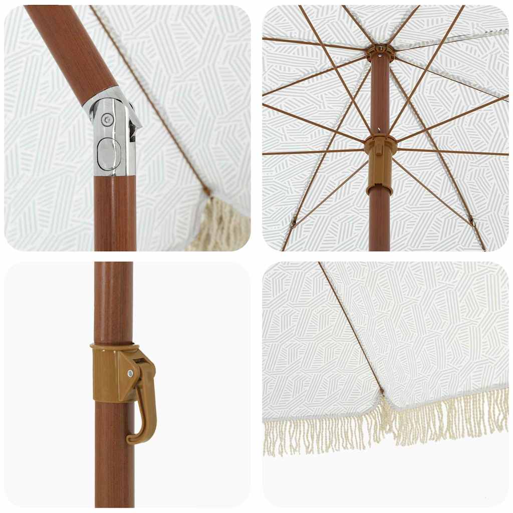 Parasoll Grå og hvit Ø 205 x 209 cm Stål