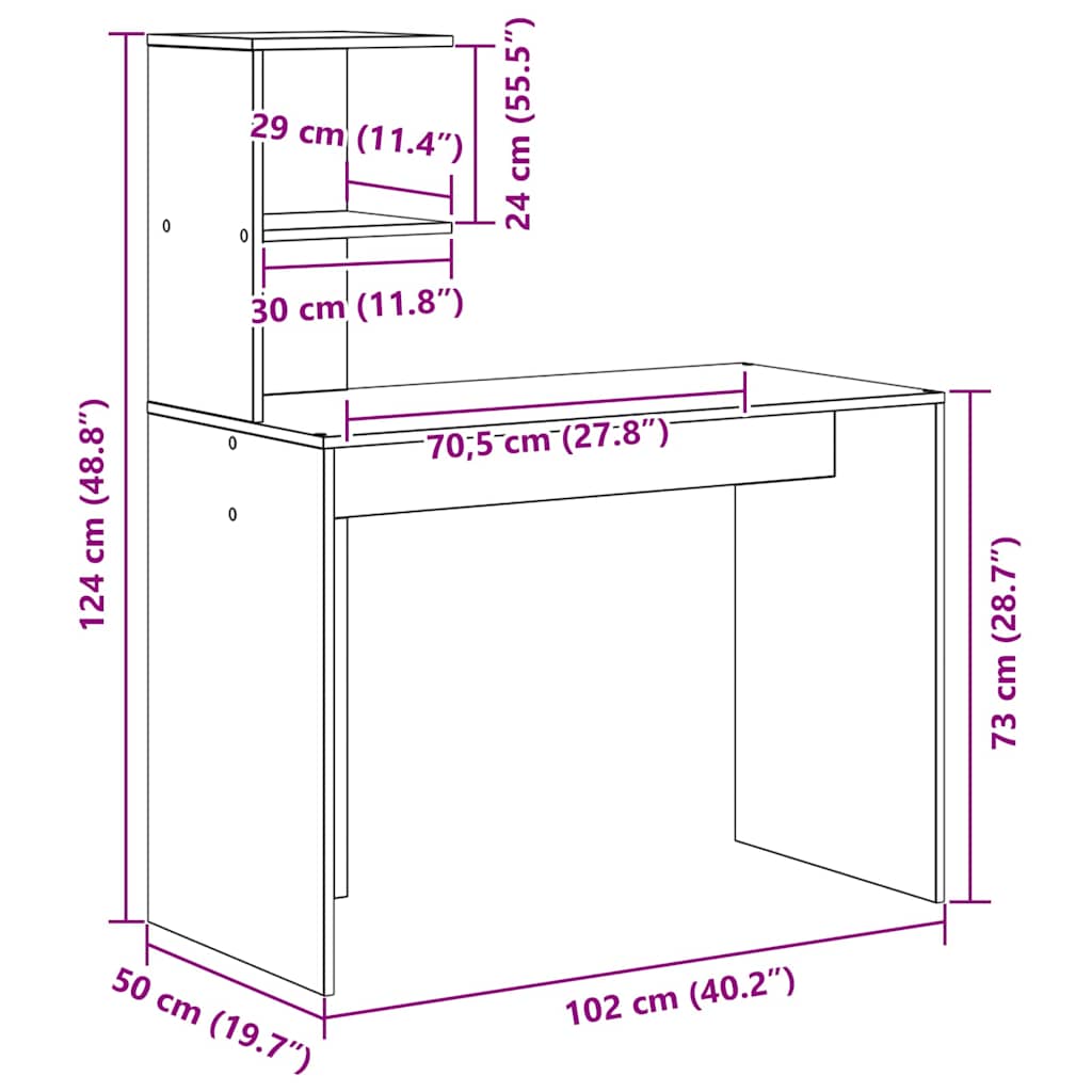 Hvit skrivebord Hvit MDF Kompakt Dekorative innlegg Skrivebord