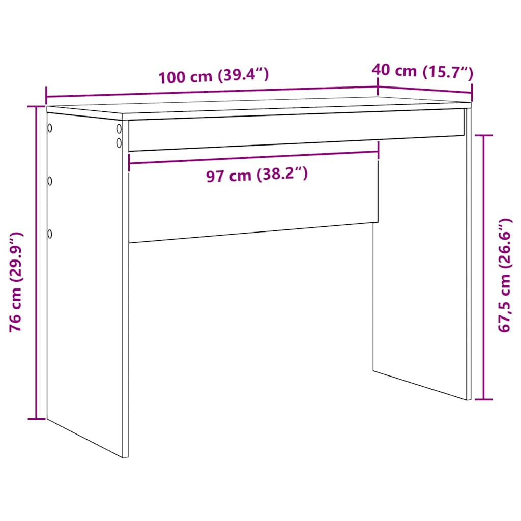 Databord Grå Sonoma MDF 100 x 40 x 76 cm Enkelt Databord