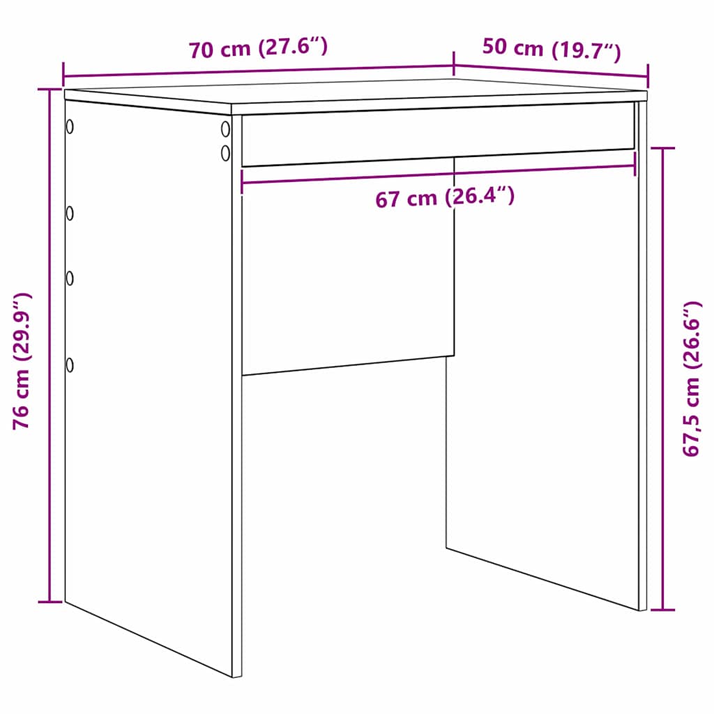 Databord Sonoma eik Konstruert tre 70 x 50 x 76 cm Databord