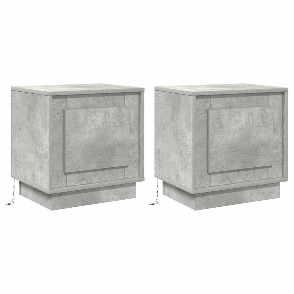 Nattbordskap 2 pcs Betonggrå 44 x 34,5 x 45 cm Konstruert tre