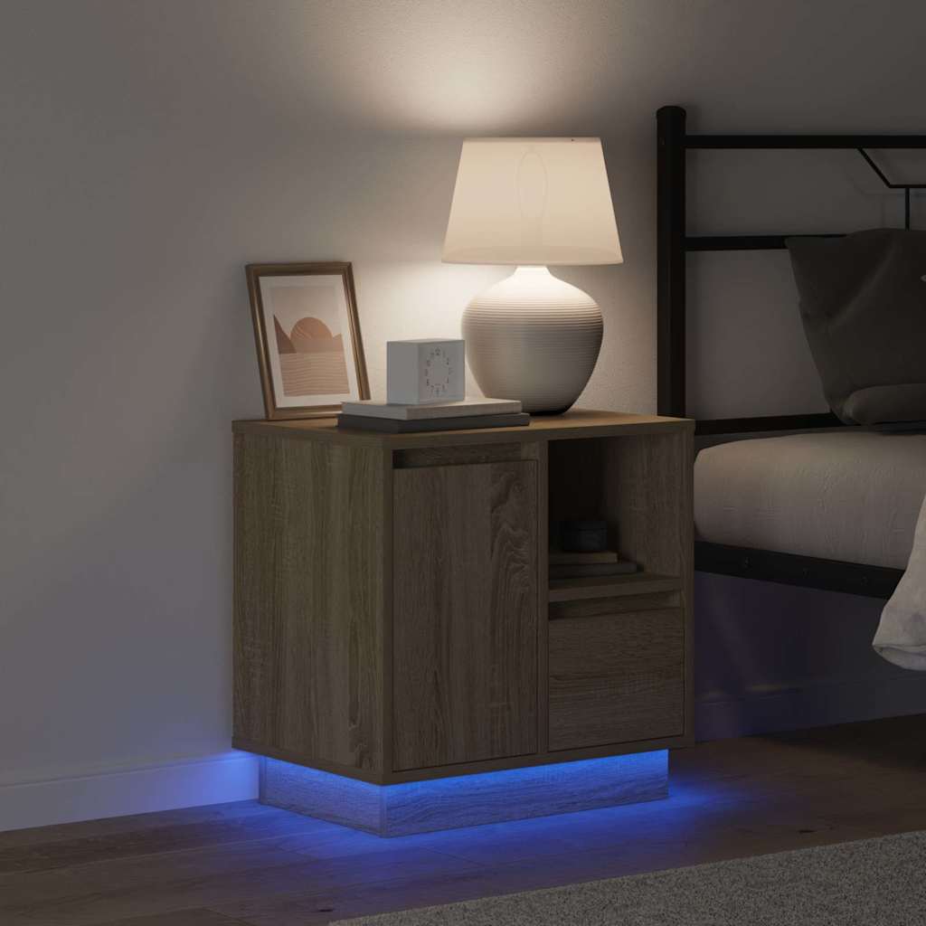 Nattbordskap med Sonoma eik 50 x 34.5 x 50 cm. Konstruert tre