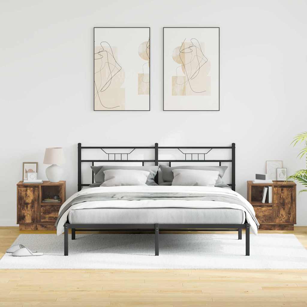 Nattbordskap 2 pcs Røkt eik 50 x 34.5 x 50 cm. Konstruert tre