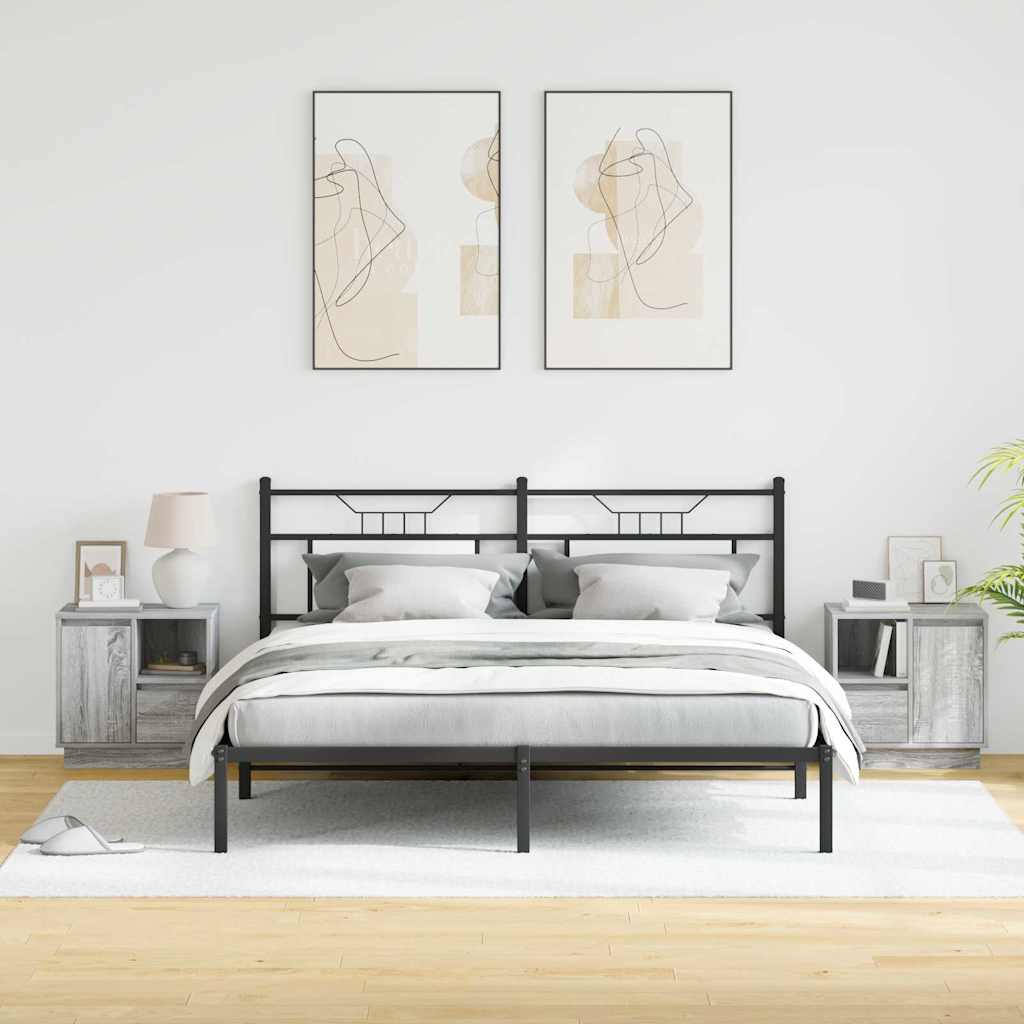 Nattbordskap med 2 pcs Grå 50 x 34.5 x 50 cm. Konstruert tre