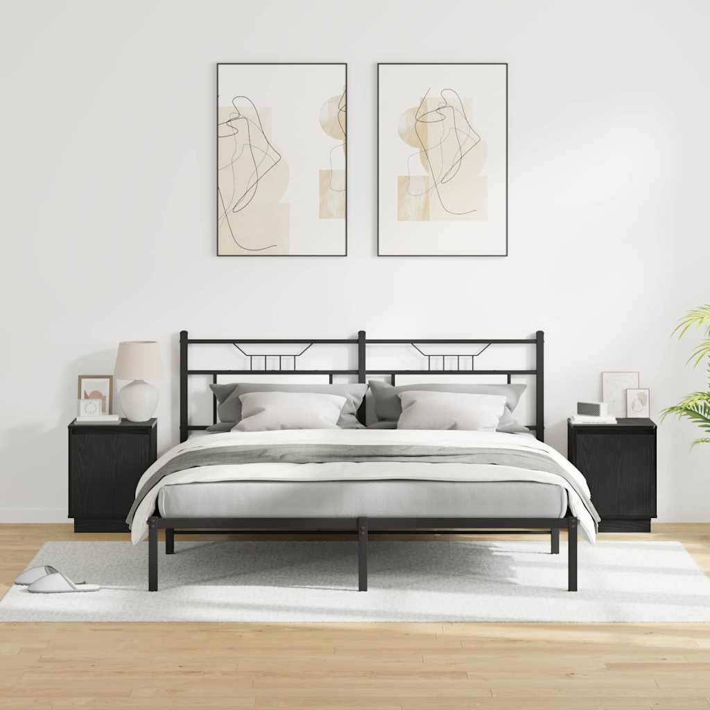 Nattbordskap med 2 pcs Svart 39 x 34.5 x 50 cm Konstruert tre