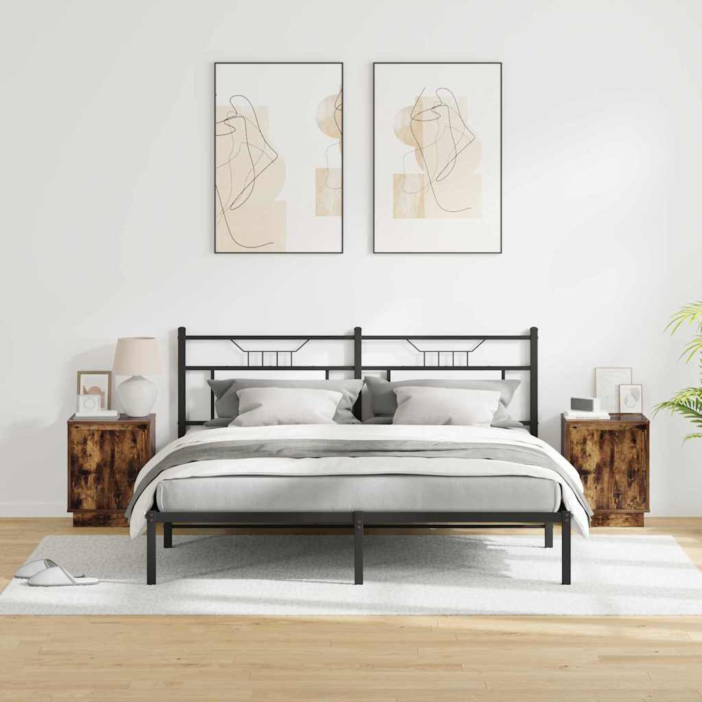 Nattbordskap 2 pcs Røkt eik 39 x 34.5 x 50 cm Konstruert tre