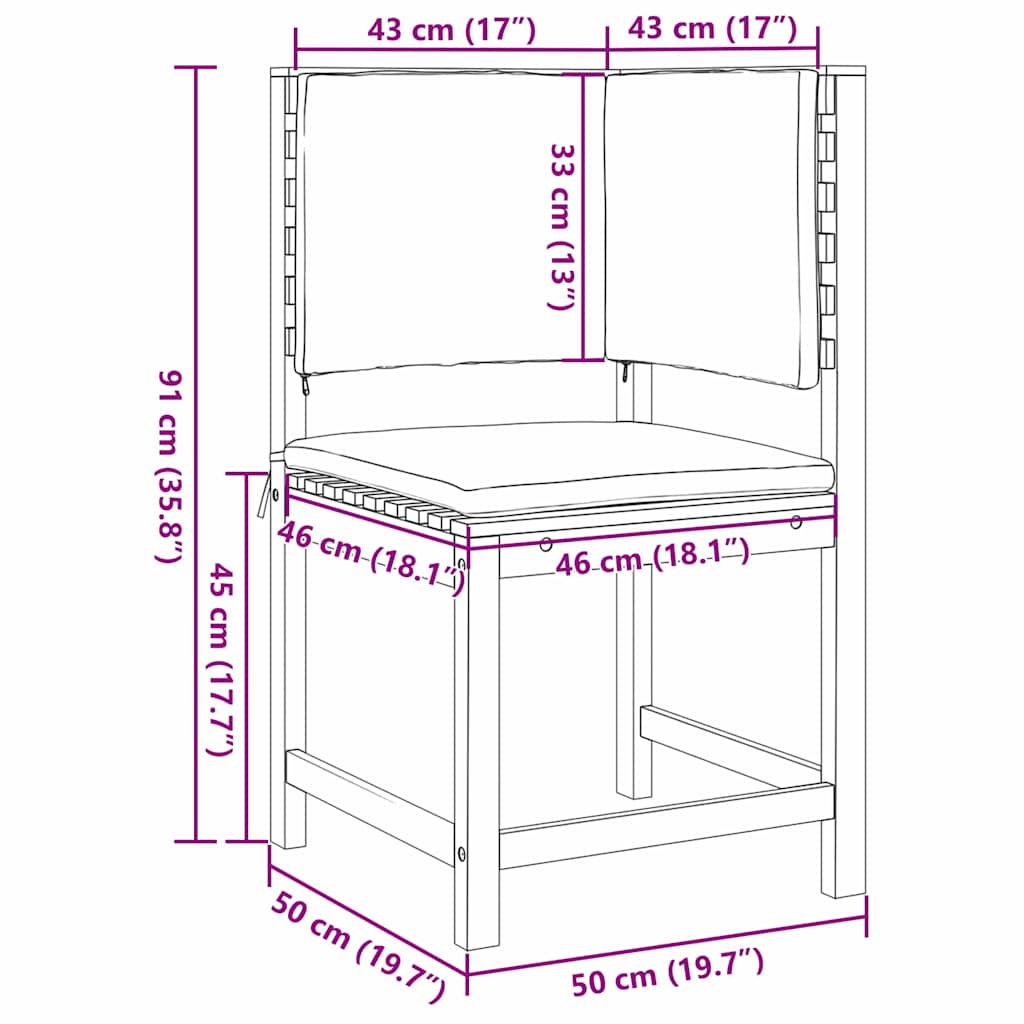 Hage Stol Brun 50 x 50 x 91cm Massivt akasietre