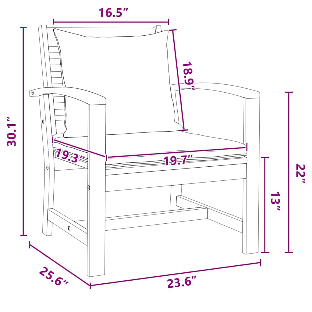 Hagestoler 2 pcs Brun 60 x 65 x 76.5 cm Solid teaktre