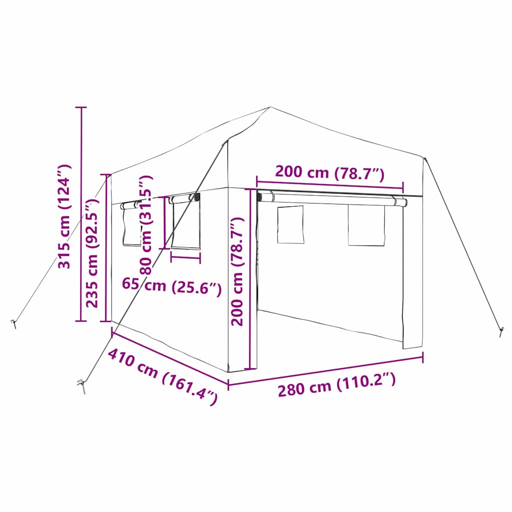 Drivhus med tak grønn 280 x 410 x 315 cm Stål