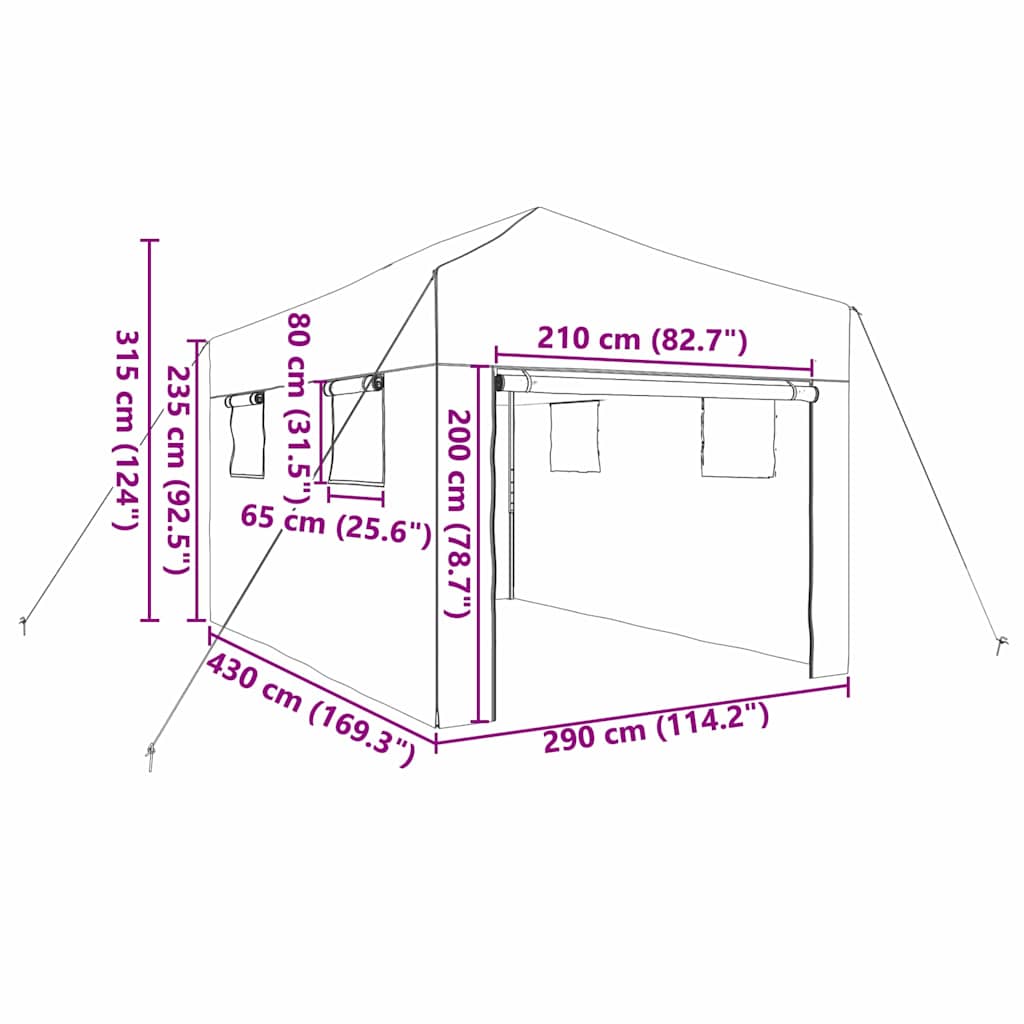 Drivhus med tak grønn 290 x 430 x 315 cm Stål