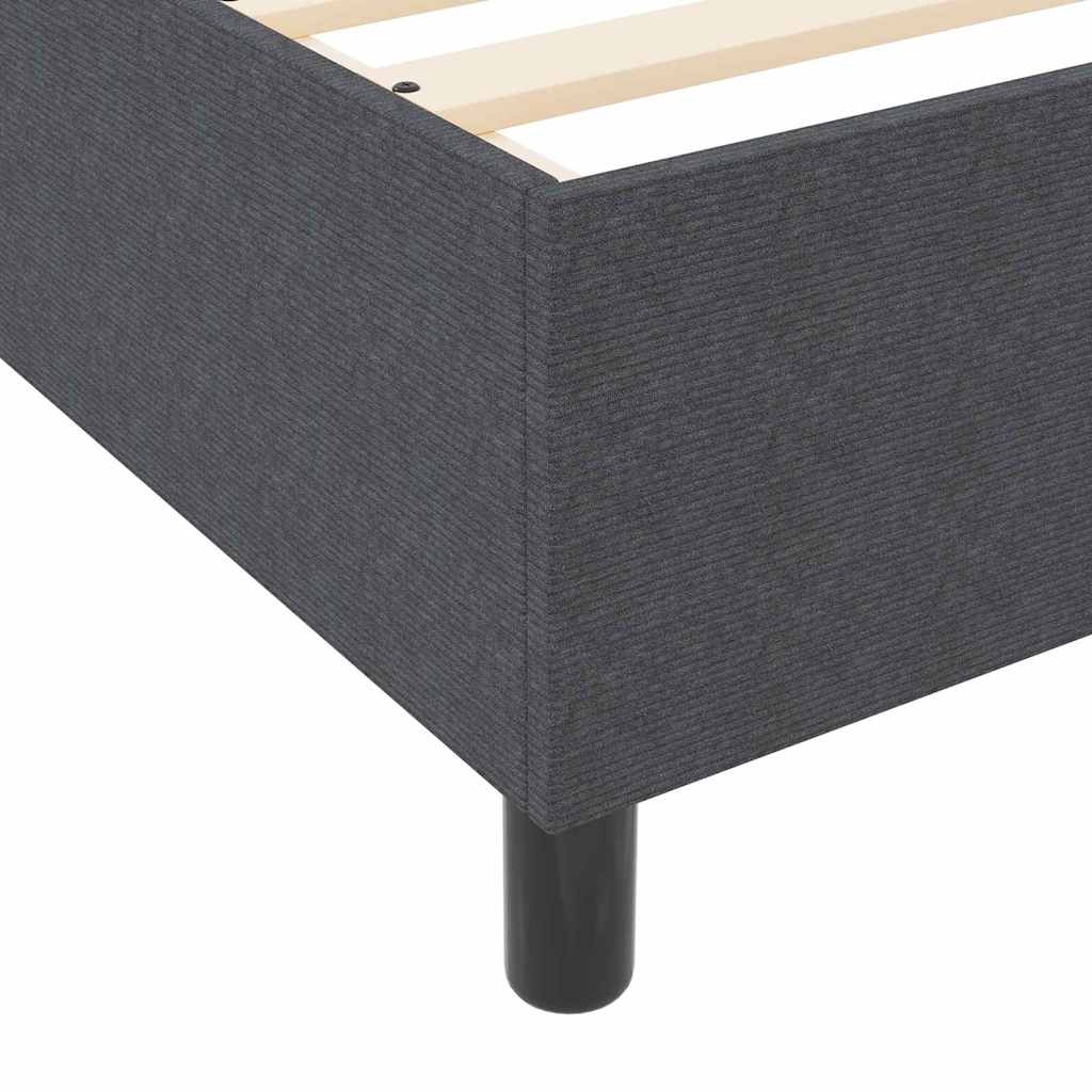 Box Spring Seng Mørk Grå Enkelt Corduroy Stoff