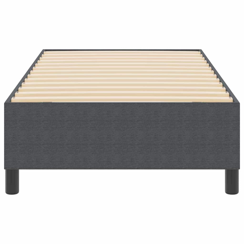 Box Spring Seng Mørk Grå Enkelt Corduroy Stoff