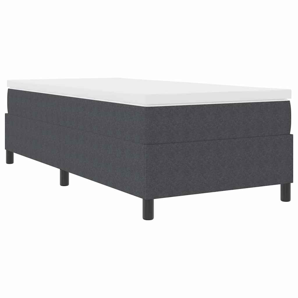 Box Spring Seng Mørk Grå Enkelt Corduroy Stoff