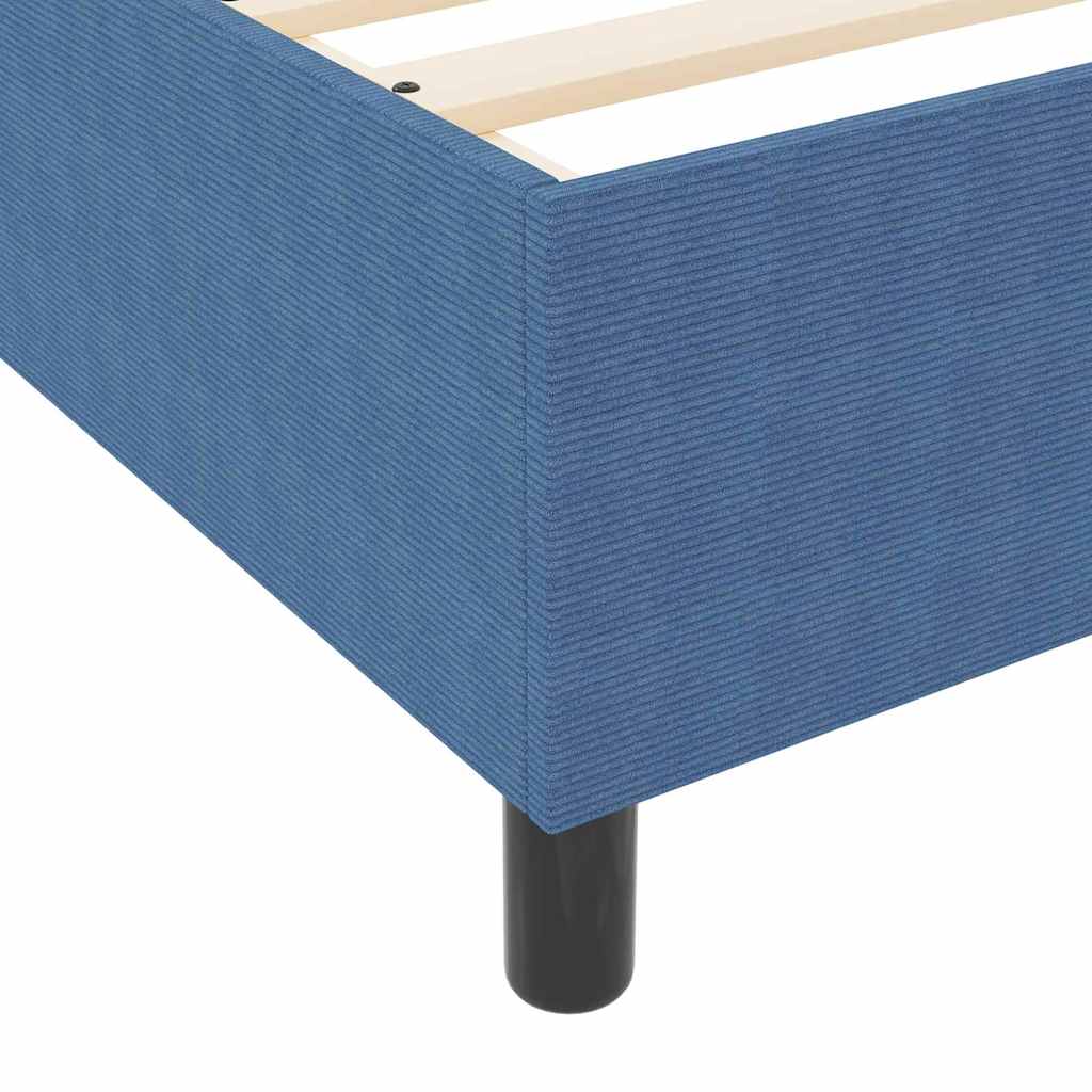 Box Spring Seng Blå Enkel Cordfløyel