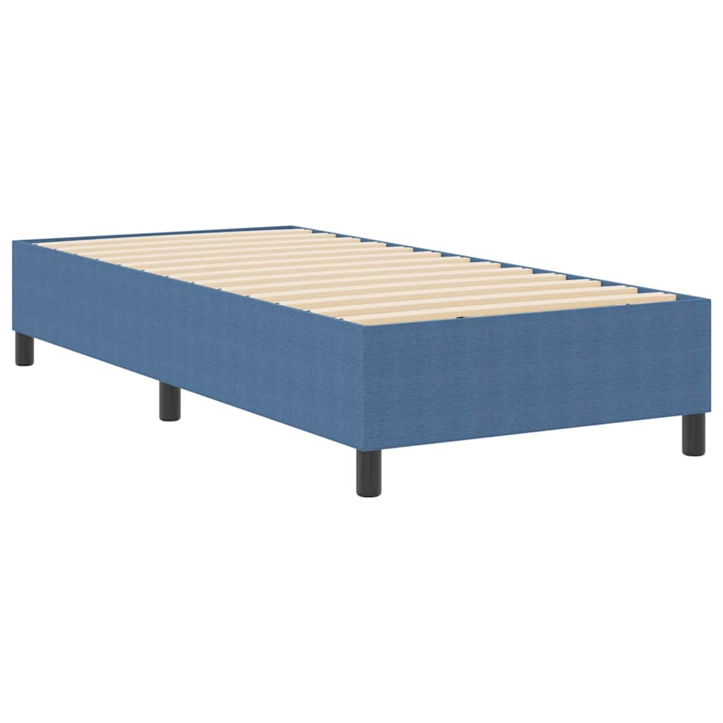 Box Spring Seng Blå Enkel Cordfløyel