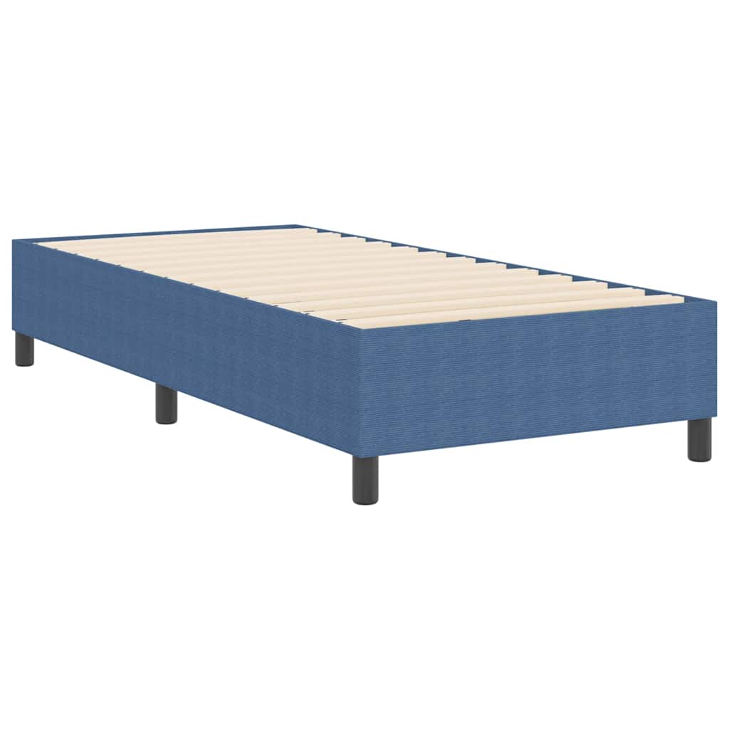 Box Spring Seng Blå Enkel Cordfløyel