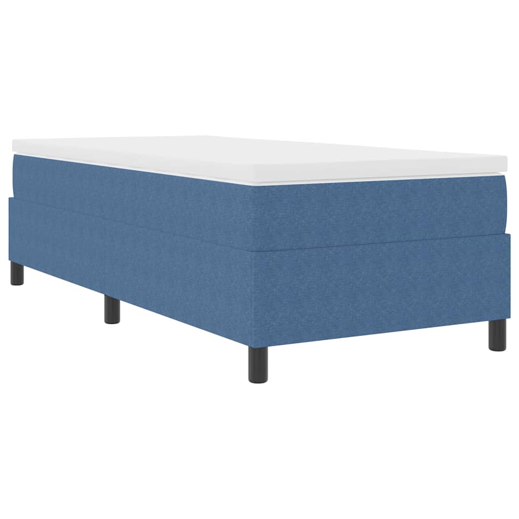 Box Spring Seng Blå Enkel Cordfløyel