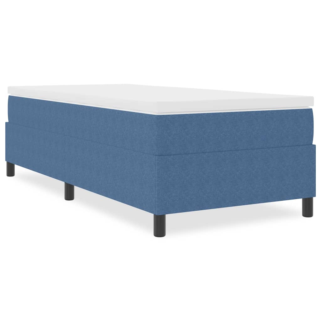 Box Spring Seng Blå Enkel Cordfløyel