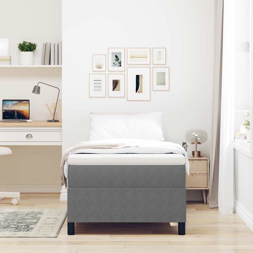 Box Spring Seng Lys Grå 90x200 cm Cordfløyel