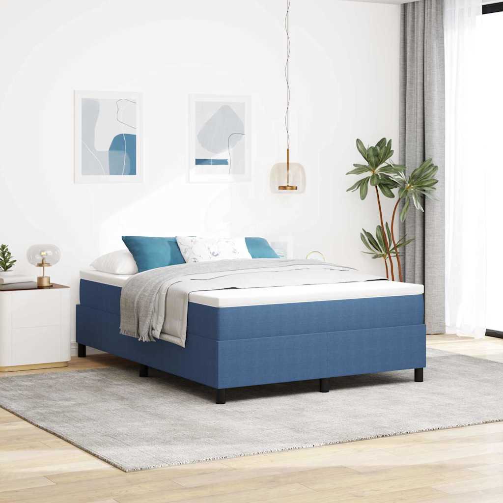 Box Spring Seng Blå 140x200 cm Cordfløyel