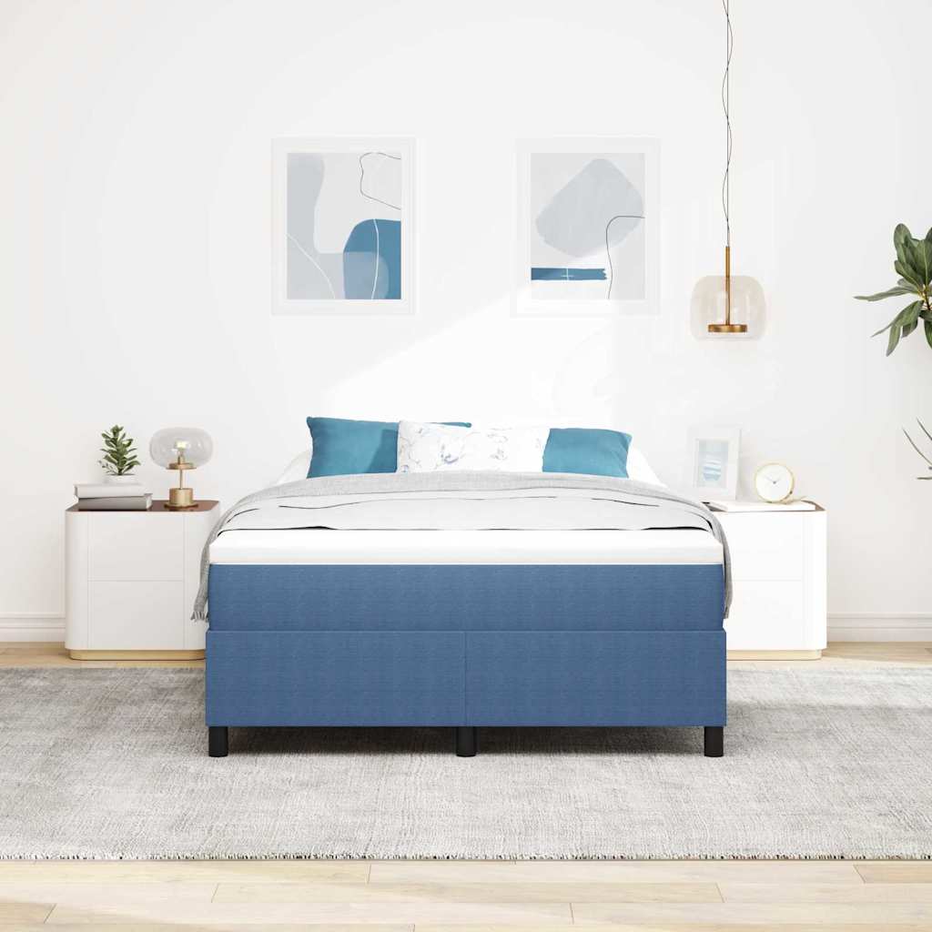 Box Spring Seng Blå 140x200 cm Cordfløyel