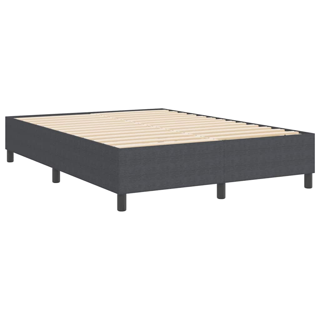Box Spring Seng Mørk Grå 140x200 cm Corduroy Stoff