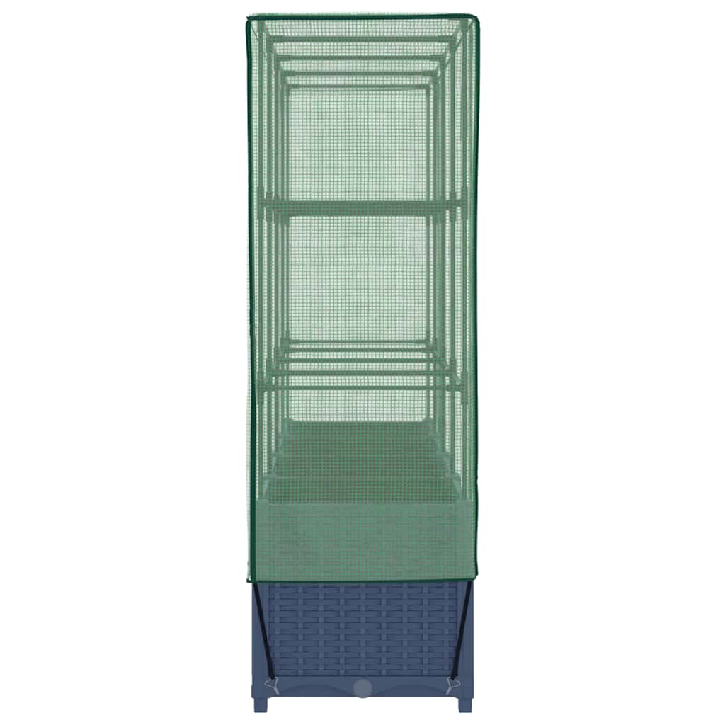 Høybed med drivhustrekk rottinglook 160x40x138 cm