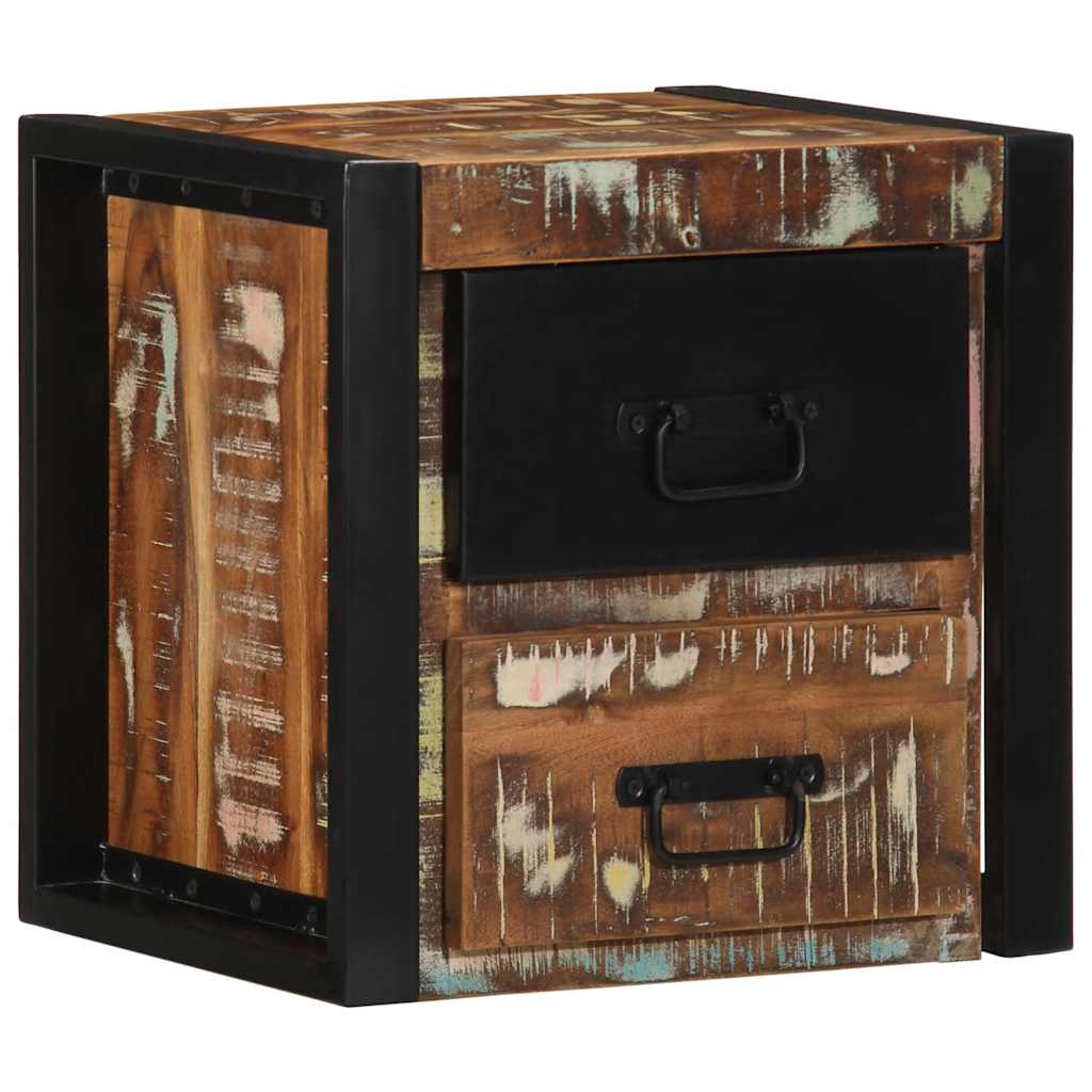 Nattbord flerfarget 40x35x40 cm gjenvunnet heltre